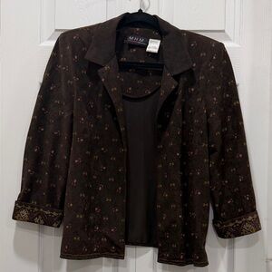 Elegant Brown Patterned Women's Blazer